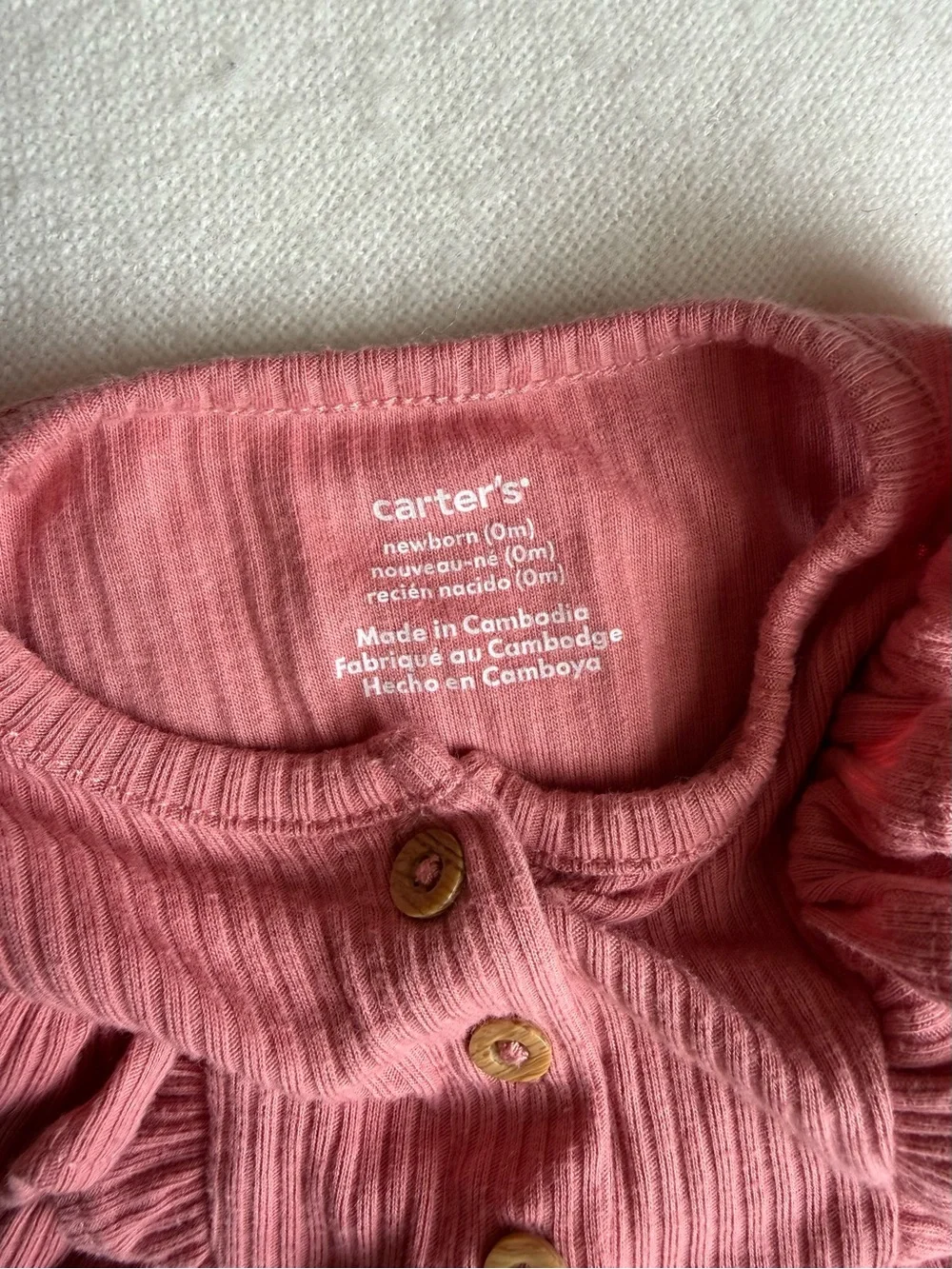 Carter's Newborn Mauve-Pink Button Romper with Headband